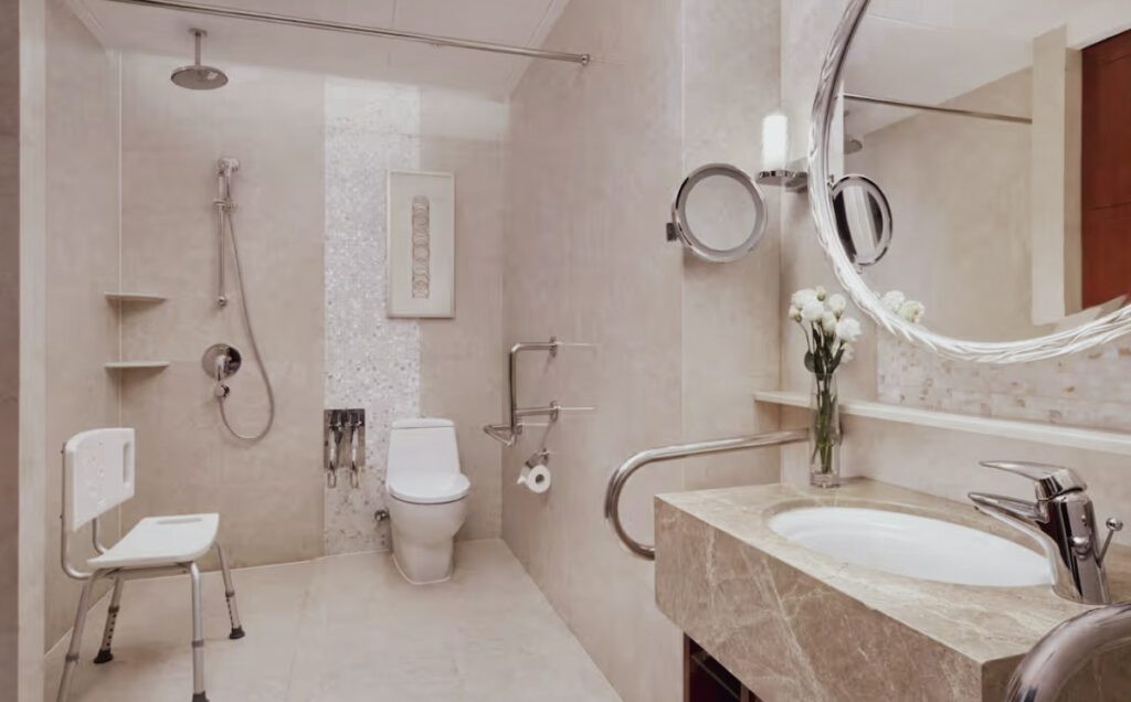 Wheelchair accessible bathroom at the Marriott Marquis City Centre, Shanghai