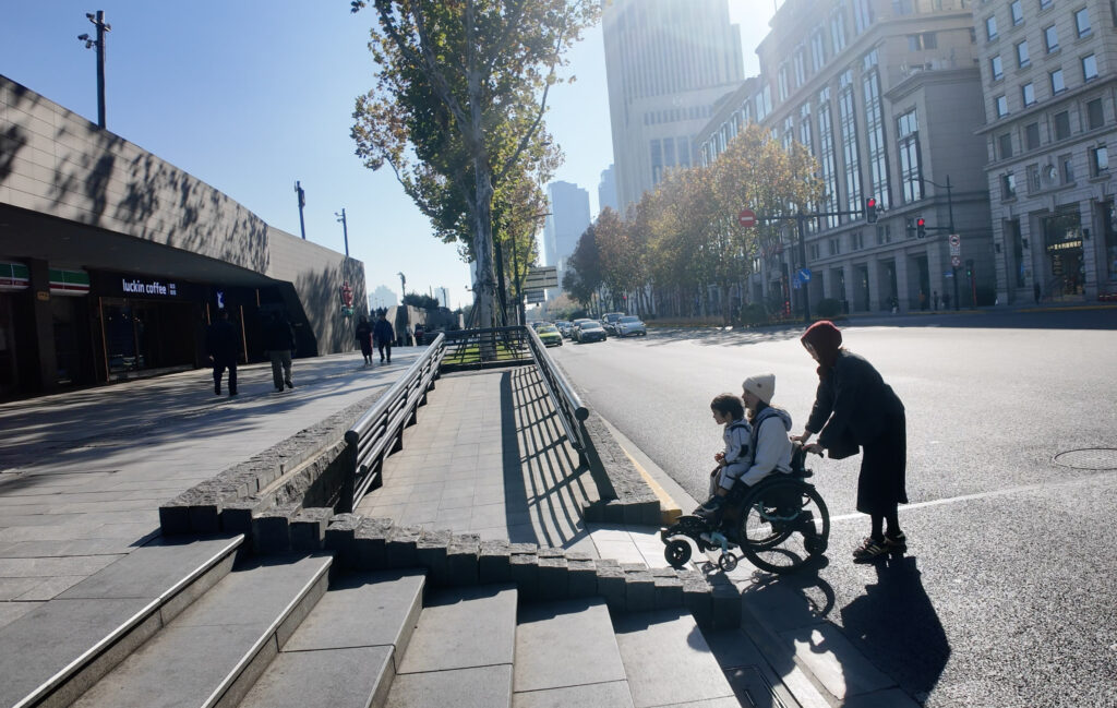 Wheelchair access to The Bund, Shanghai, China
