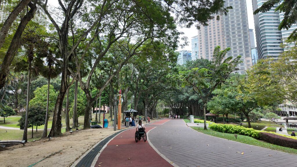 KLCC Park with wheelchair accessible pathways